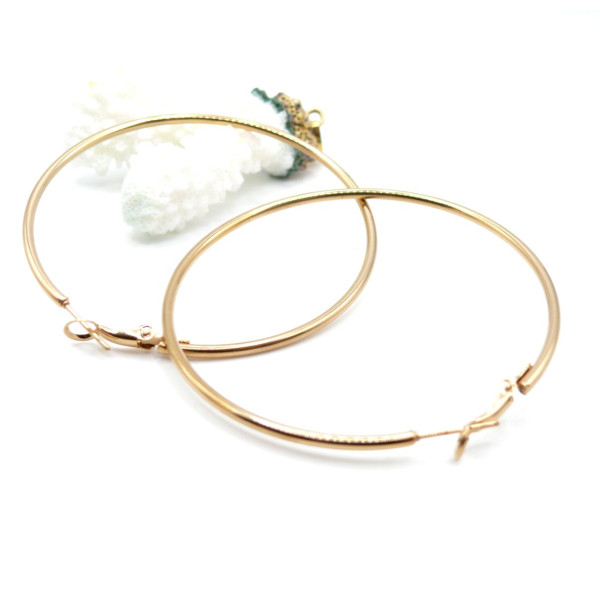 Créoles Rondes Épaisse  60 par 2 mm – Acier Inoxydable 304 Doré