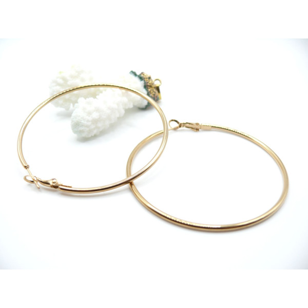 Créoles Rondes Épaisse  60 par 2 mm – Acier Inoxydable 304 Doré