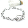 Bracelets  19.4cm maille Ovale  8 par 6 mm et T Toggle  – Acier Inoxydable 304 Argenté