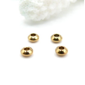 Perles Intercalaires Rondelles 4 par 2 mm – Acier Inoxydable 304 Doré à l’or fin 18K, IONIQUE