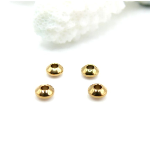 Perles Intercalaires Rondelles 4 par 2 mm – Acier Inoxydable 304 Doré à l’or fin 18K, IONIQUE