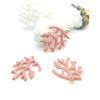 Pendentifs Branche de Corail 20 x 15 mm – Résine Émaillée ROSE, Laiton Doré