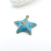 Pendentif Étoile de mer 16 mm avec résine émaillée bleu – Acier Inoxydable 304 Doré à l’or fin 14K, PVD