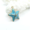 Pendentif Étoile de mer 16 mm avec résine émaillée bleu – Acier Inoxydable 304 Doré à l’or fin 14K, PVD
