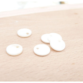 Perles Pendentifs Nacre Pastille 8mm Blanche