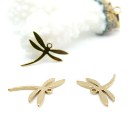 Pendentifs Libellule 15 mm – Acier Inoxydable 304 Doré à l’or fin 18K PVD