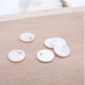Perles Pendentifs Nacre Pastilles 6mm Blanche
