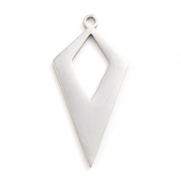 Pendentifs Géométrique Losange 30mm – Acier Inoxydable Argenté