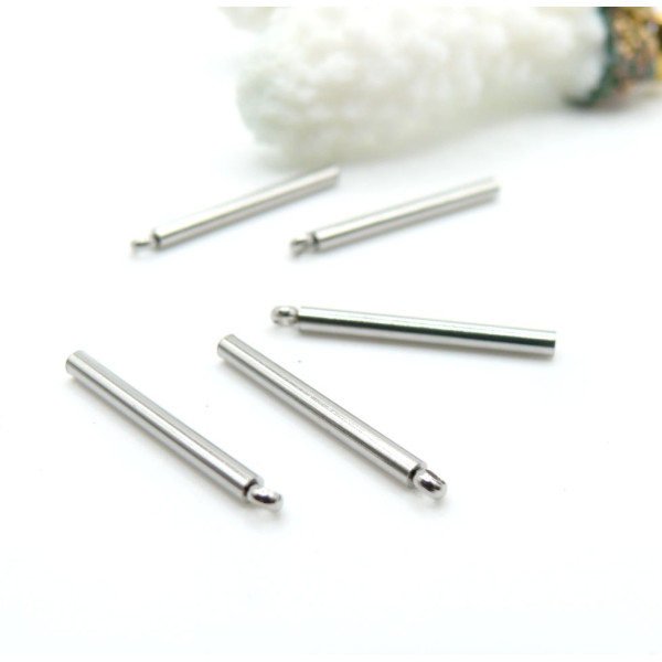 Pendentifs Tige Tube 32 mm – Acier Inoxydable Argenté
