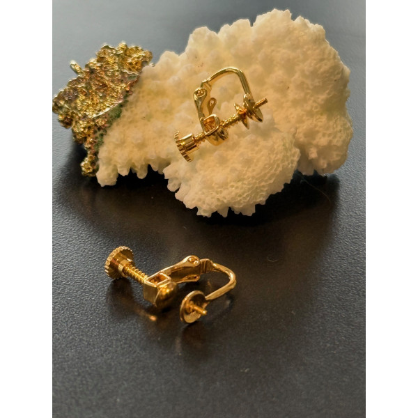 H11F824018G – Lot de 2 ou 4 Boucles d’oreille Clips à vis 13.5mm – Laiton Doré à l’or fin 18K