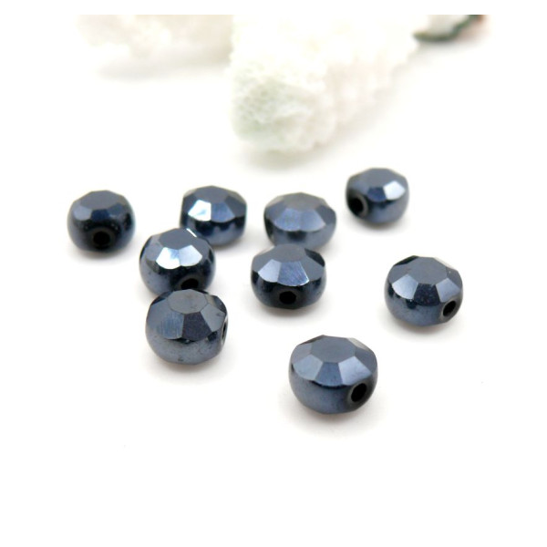 Perles en Verre Rondes Plates Facettées 6 x 4 mm – Gris Anthracite