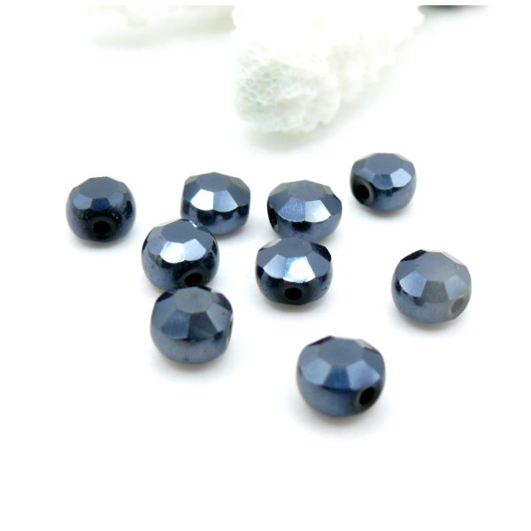 Perles en Verre Rondes Plates Facettées 6 x 4 mm – Gris Anthracite