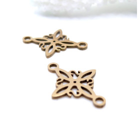 Pendentifs Connecteurs Losange Arabesque 19 mm, Acier Inoxydable 304 Doré IONIQUE