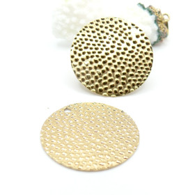 Pendentif Pétale Texturé Martelé 30mm – Acier Inoxydable Doré à l'or fin 18K, IONIQUE