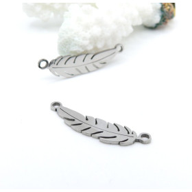 Pendentifs Connecteur Feuille 26mm – Acier Inoxydable 304 Argenté