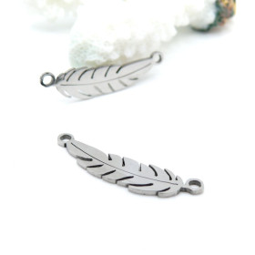 Pendentifs Connecteur Feuille 26mm – Acier Inoxydable 304 Argenté