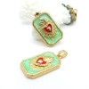 Pendentif Rectangle Cœur Ex Voto 27.5 mm – Résine Émaillée & Laiton Doré
