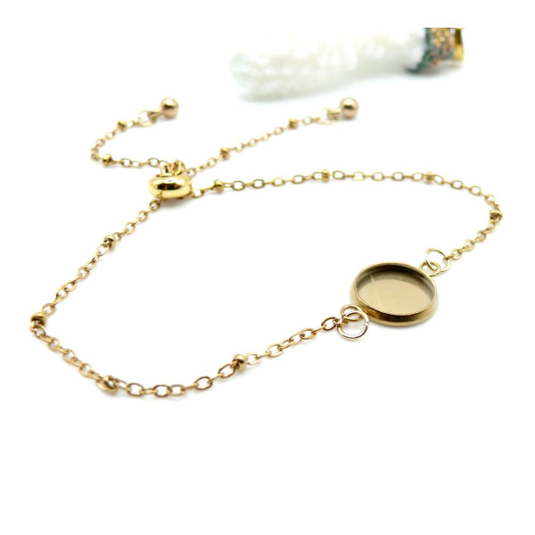 Supports de Bracelet Maille Satellite pour Cabochon 10 mm – Acier Inoxydable 304 Doré