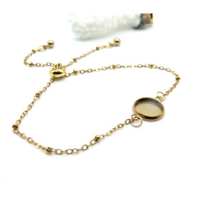 Supports de Bracelet ajustable Maille Satellite pour Cabochon 10 mm – Acier Inoxydable 304 Doré