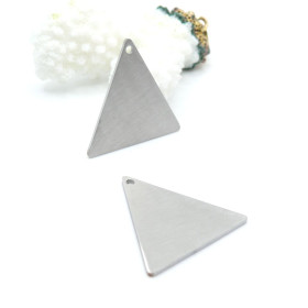 Pendentifs Triangle Effet Brossé 25 mm – Acier Inoxydable 304 Argenté