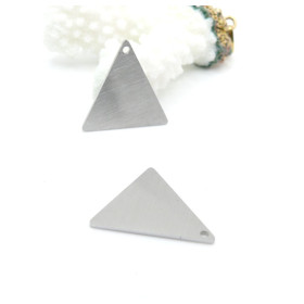 Pendentifs Triangle Effet Brossé 20 mm, Acier Inoxydable 304 Argenté