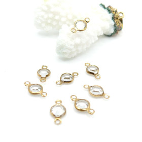 Connecteurs Verre facetté 7 mm – Acier Inoxydable Doré à l'or fin 18K, IONIQUE