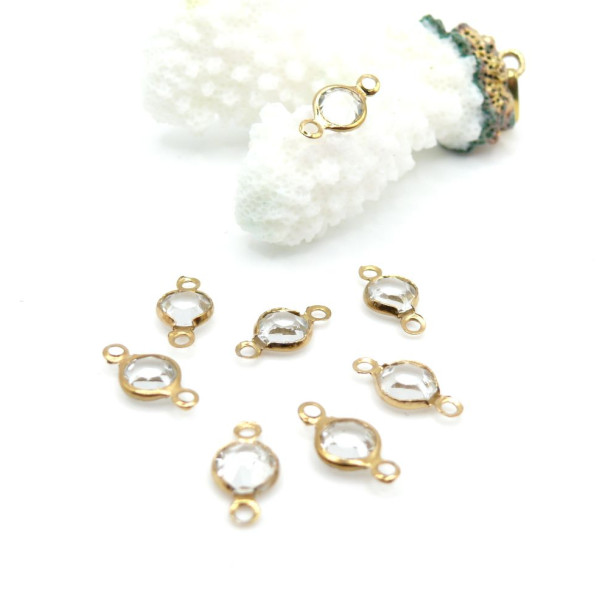 Connecteurs Verre facetté 7 mm – Acier Inoxydable Doré à l'or fin 18K, IONIQUE