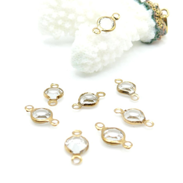 Connecteurs Verre facetté 7 mm – Acier Inoxydable Doré à l'or fin 18K, IONIQUE