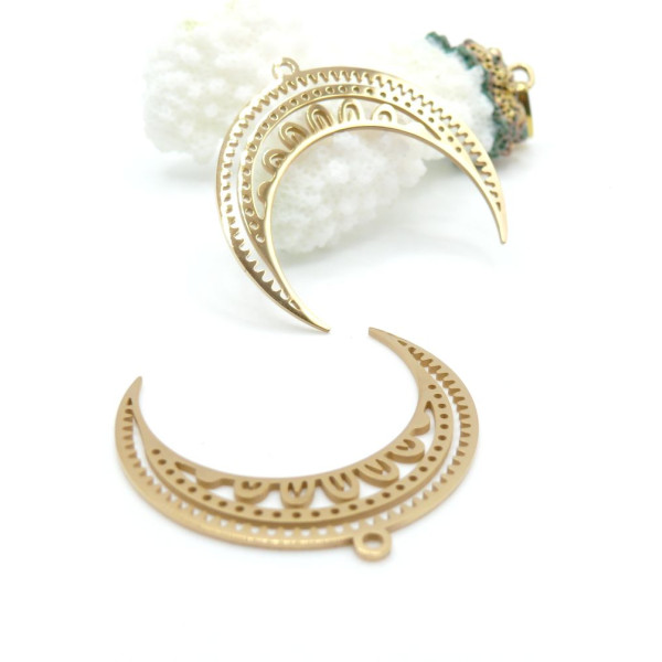 Pendentif Lune Galaxie Croissant 34mm – Acier Inoxydable Doré