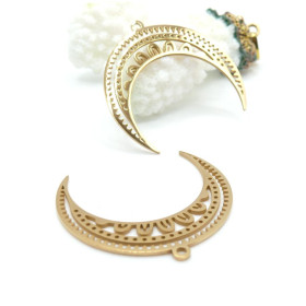 Pendentif Lune Galaxie Croissant 34mm – Acier Inoxydable Doré