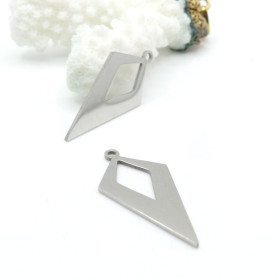 Pendentifs Géométrique Losange 30mm – Acier Inoxydable Argenté