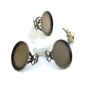 Supports de Bague Dentelle Cœur 18x25mm BR – Support Cabochon 18x25mm