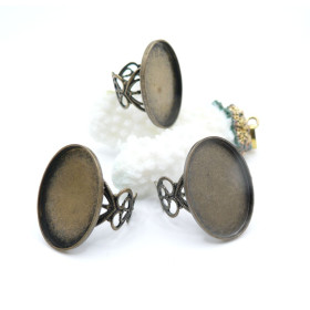 Supports de Bague Dentelle Cœur 18x25mm BR – Support Cabochon 18x25mm