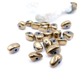 Perles Hématite forme Galet 5 par 10mm, métallisé Doré