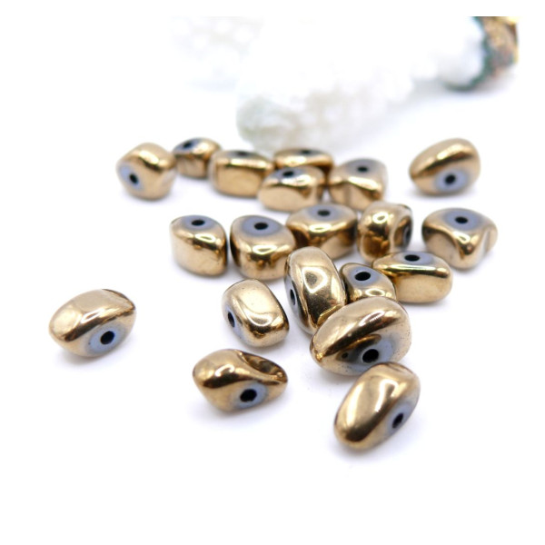 Perles Hématite forme Galet 5 par 10mm, métallisé Doré