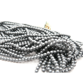 Perles Hématite forme Ronde 4mm, Gris Anthracite Mate