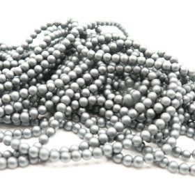 Perles Hématite forme Ronde 4mm, Gris Anthracite Mate