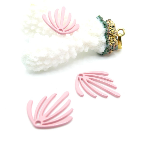 Pendentifs Forme Éventail 22 mm – Métal Coloris Rose