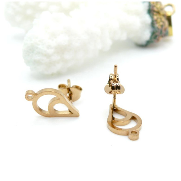 Boucles d’Oreilles Puce Goutte avec Anneau d’Attache 13 mm – Acier Inoxydable 304 Doré, IONIQUE
