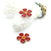 Perles intercalaires Fleur style vintage 13 mm – Résine Émaillée ROUGE