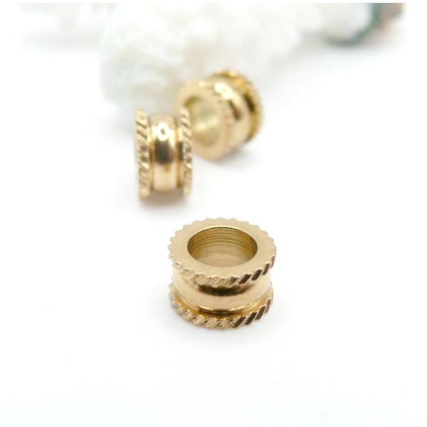 Perles Intercalaires Rondelles Bohème 8 par 5mm, Trou 5mm – Acier Inoxydable 304 Doré à l’or fin 18K