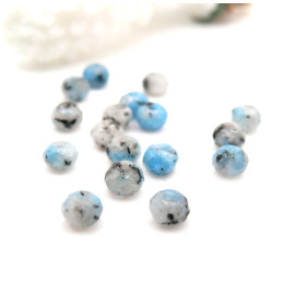 Perles rondelles facettées 4 par 2 mm,  Jaspe Sésame  Bleu