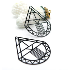 Estampes Pendentifs Goutte Art déco 44mm Métal Noir