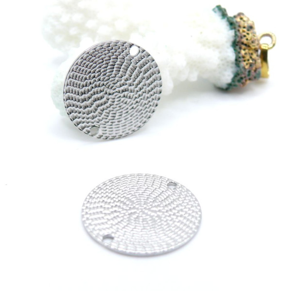 Pendentifs Connecteur Cercle Texturé 20 mm – Acier Inoxydable 304  Argenté