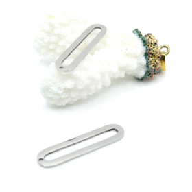Pendentifs Long Ovale 30 mm – Acier Inoxydable Argenté