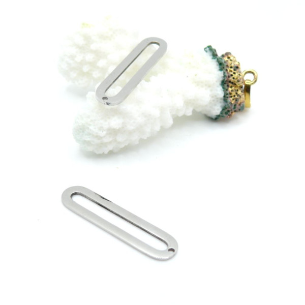 Pendentifs Long Ovale 30 mm – Acier Inoxydable Argenté