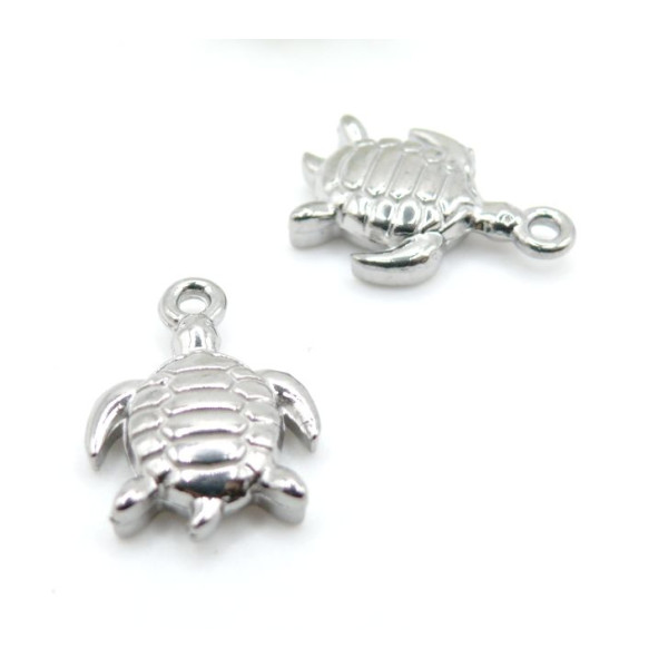 Pendentif Tortue 3D 16 mm – Acier Inoxydable 304 Argenté