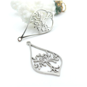 Pendentifs Géométriques avec Arbre 39.5 mm – Acier Inoxydable Argenté