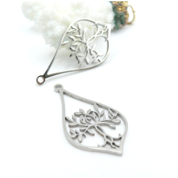 Pendentifs Géométriques avec Arbre 39.5 mm – Acier Inoxydable Argenté