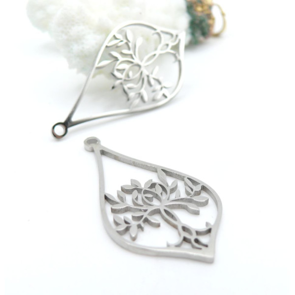 Pendentifs Géométriques avec Arbre 39.5 mm – Acier Inoxydable Argenté